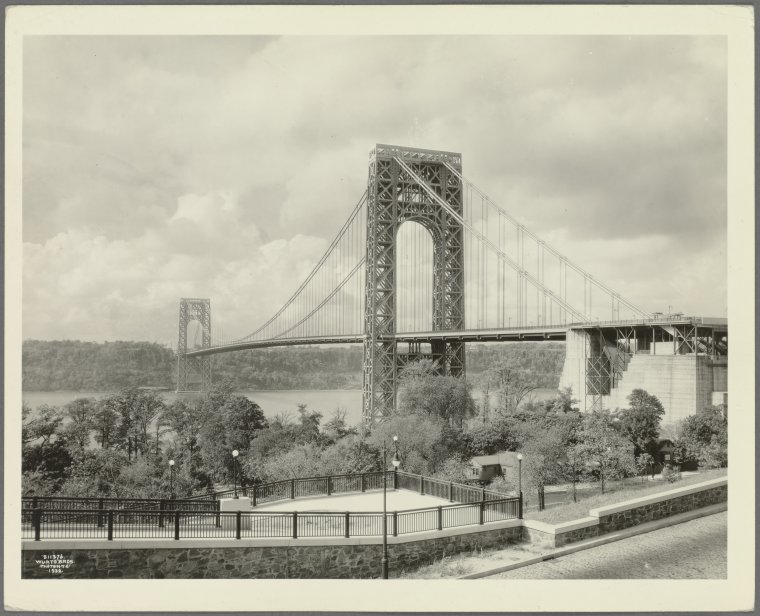 Fort Washington Park - Hudson River,Bridges - George Washington Bridge, Digital ID 1558509, New York Public Library