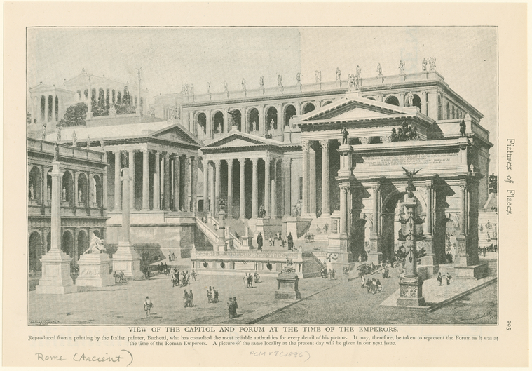 View of the Capitol and Forum at the time of the emperors., Digital ID 1624873, New York Public Library