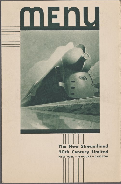 Breakfast held by New York Central System, the New Streamlined 20th Century Limited (Railroad) -- (English), Digital ID 3883647, New York Public Library