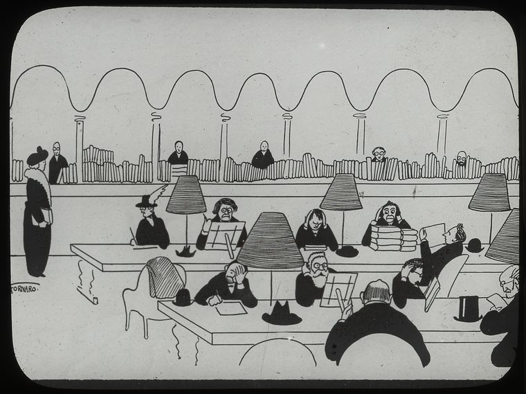  reading room, Seeing New York with Fornaro, from N.Y. Sun, Evening, about Jan 3, 1914., Digital ID 465331, New York Public Library