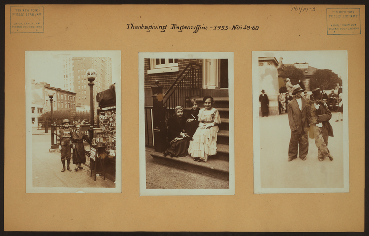  Waverly Place ; Sheridan Square ; Columbus Circle.],Thanksgiving ragamuffins, No.58-60., Digital ID 733369F, New York Public Library