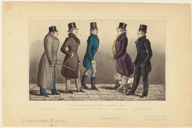 Well Known Bond Street Loungers, 1820., Digital ID 802011, New York Public Library