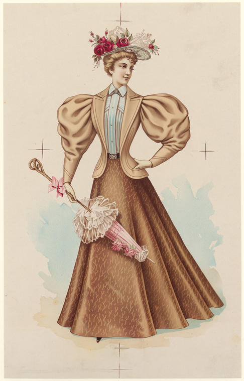 [Woman In Tan Jacket And Brown Skirt, United States, 1890s.], Digital ID 815794, New York Public Library