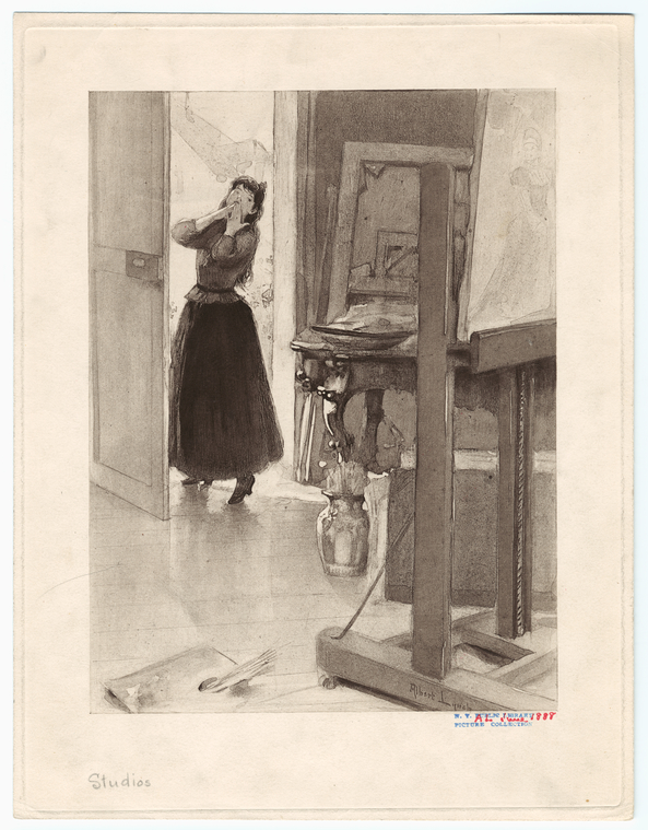 [Woman Looking In An Artist's Studio.], Digital ID 834230, New York Public Library