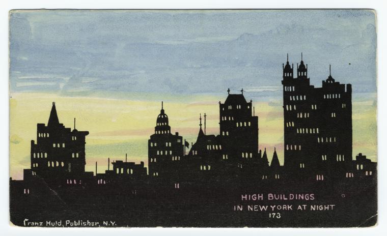 High buildings in New York at night., Digital ID 836959, New York Public Library