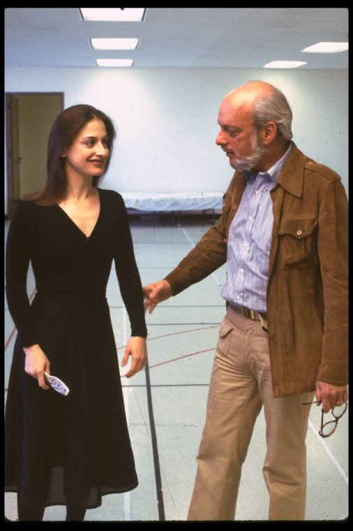 Patti LuPone and director Harold Prince rehearsing Evita