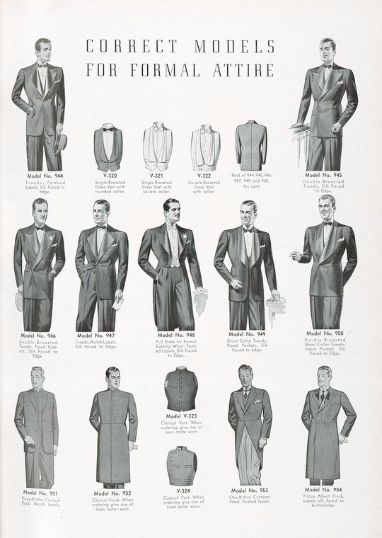 Correct Models for formal attire - tuxedo, dress vest, full dress, clerical  sack, clerical frock, clerical vest, cassock vest, cutaway frock, Prince  Albert frock. - NYPL Digital Collections