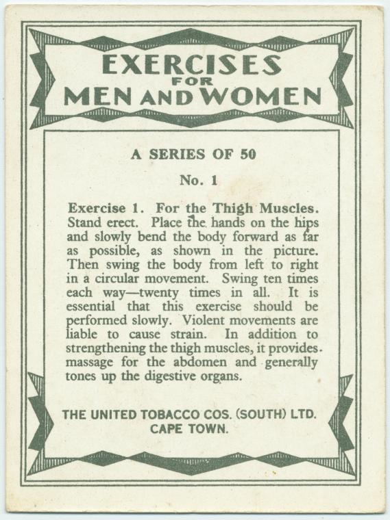  Комплекс физических упражнений на сигаретных карточках 1918-43.
