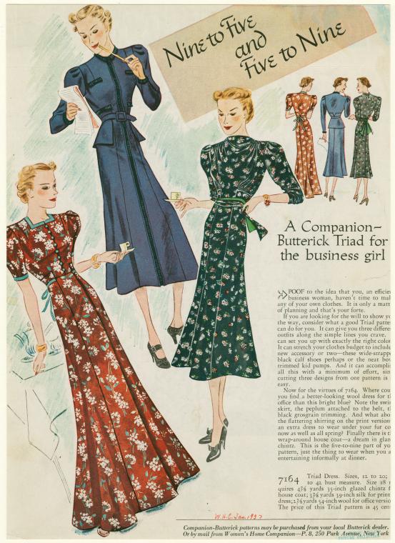 vintage sewing pattern from N Y P L digital collection