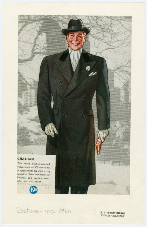 Double-breasted, velvet-collared Chesterfield topcoat - NYPL