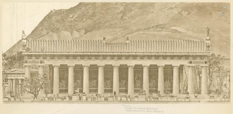Temple of Jupiter, Olympia, reconstruction, from d'Espouy.