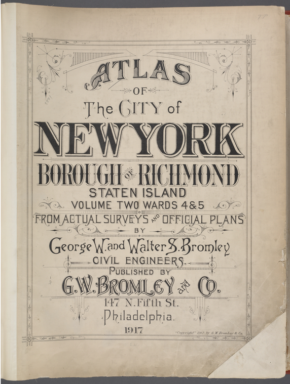 NY STATEN ISLAND P.S ARDEN HEIGHTS COPY PLAT ATLAS MAP 1917 RICHMOND 7 