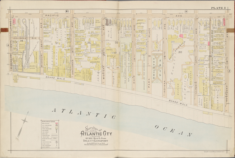 INLET A.H MUELLER ATLAS MAP 1896 VENTNOR ATLANTIC CITY NEW JERSEY LONGPORT 