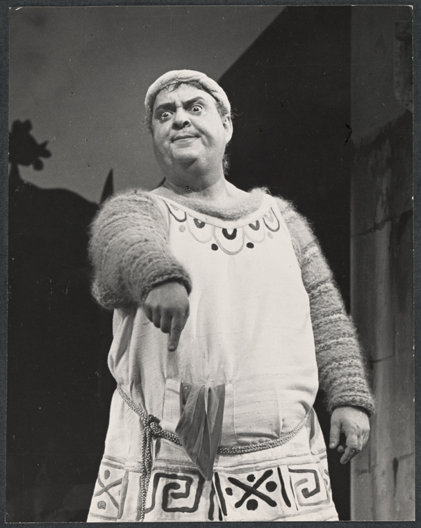 Zero Mostel in the 1962 stage production A Funny Thing Happened on the Way  to the Forum - NYPL Digital Collections