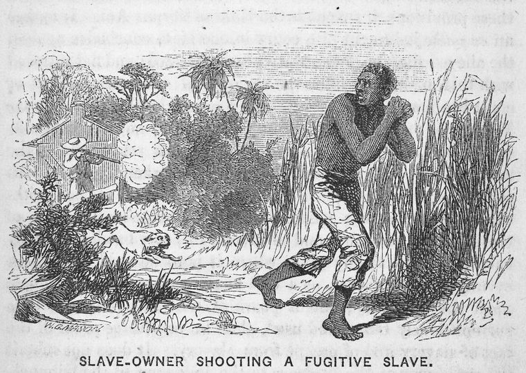 Slave-owner shooting a fugitive slave.