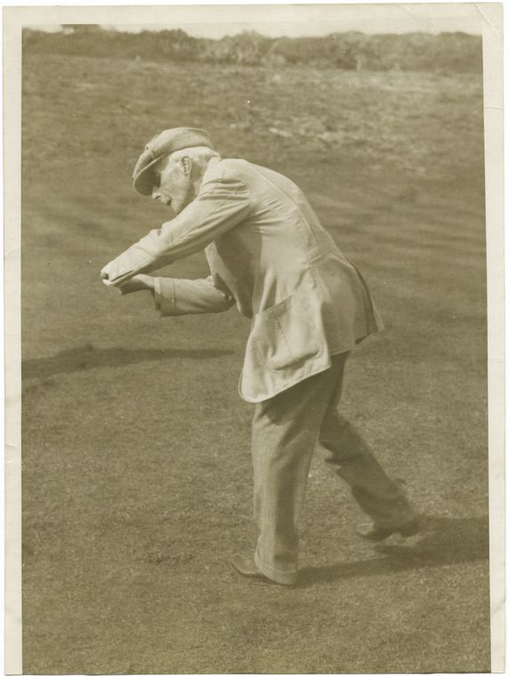 John D. Rockefeller playing golf. - NYPL Digital Collections