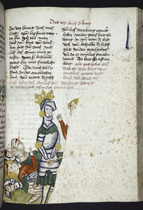 Text with rubrics and placemarkers. Half-page miniature largely obscured by a
repair.