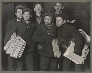 A group of news boys starting ... Digital ID: 464496. New York Public Library