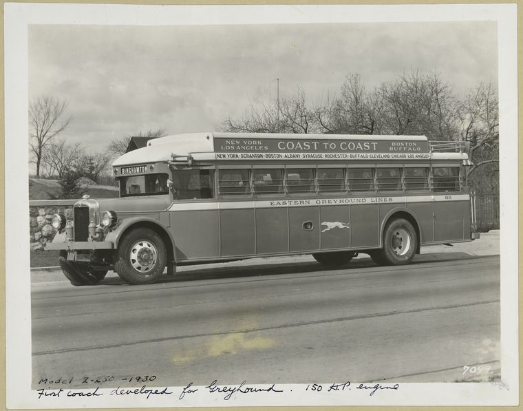 Model Z -250 - 1930. First coach developed for Greyhound. - NYPL 