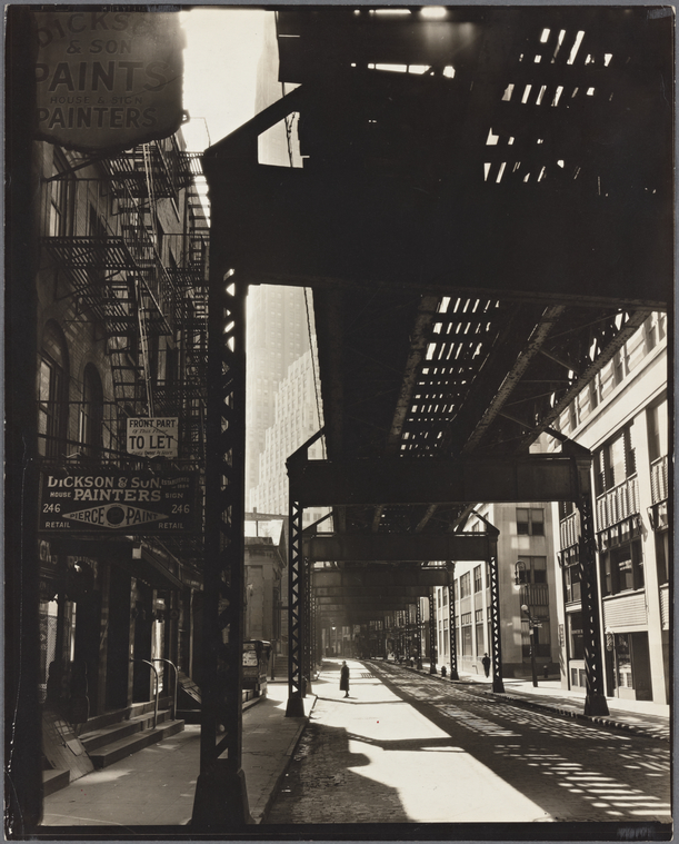 'El': 2nd  & 3rd Avenue lines, looking W. from Second & Pearl St.,  Manhattan.