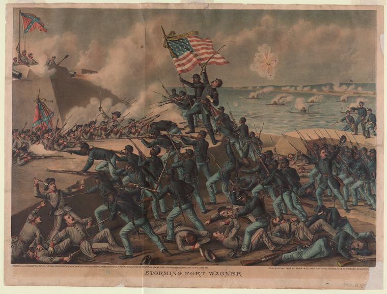 Storming Fort Wagner, charge of the 54th Massachusetts Colored Regiment, July 18, 1863.
