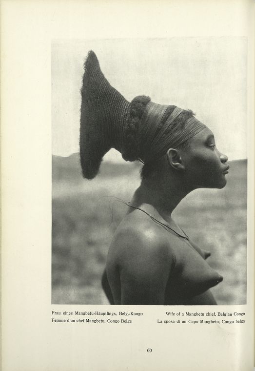 Wife of a Mangbetu chief, Belgian Congo.