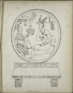 [Two seated figures and two-he... Digital ID: 79647. New York Public Library