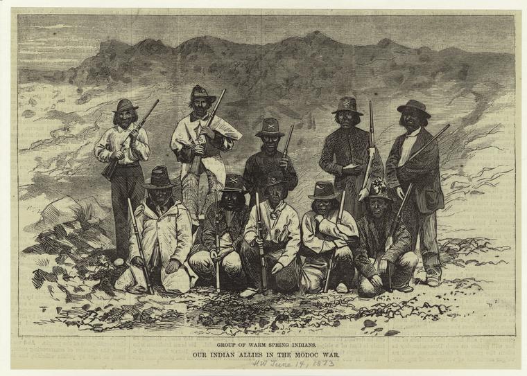 Group of Warm Spring Indians : our Indian allies in the Modoc war.