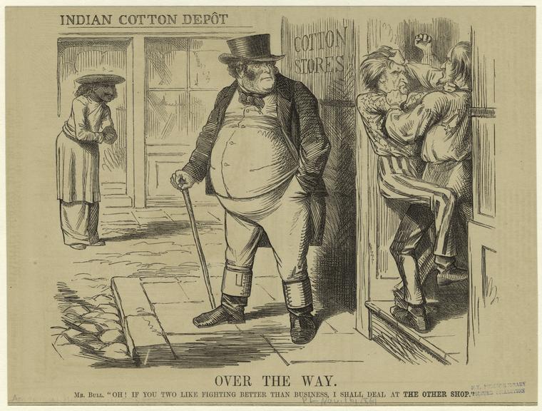 [Cartoon concerning cotton industry, 1861.]