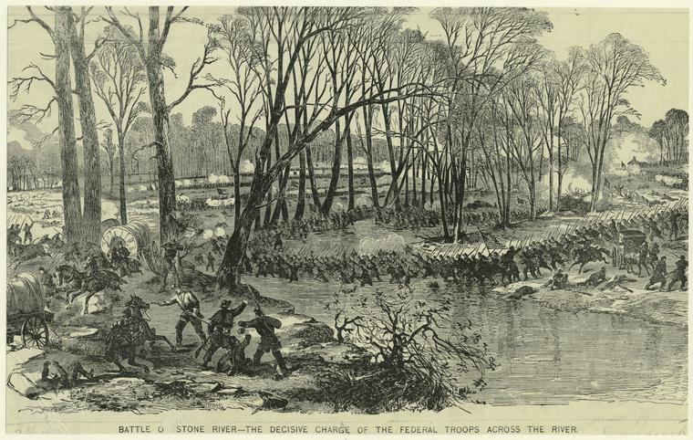 Battle of Stone River --the decisive charge of the federal troops across the river.
