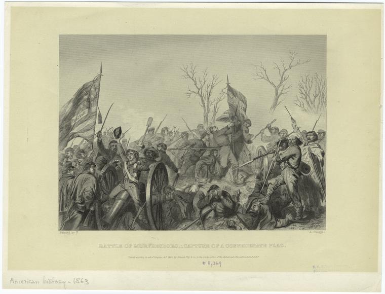 Battle of Murfreesboro--capture of a Confederate flag.