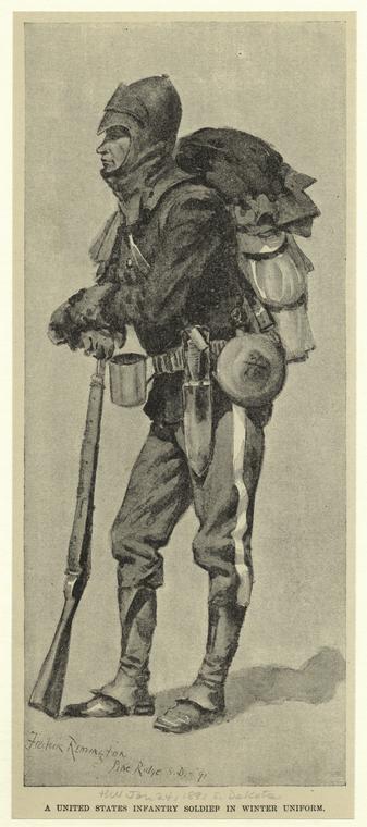 A United States infantry soldier in winter uniform.