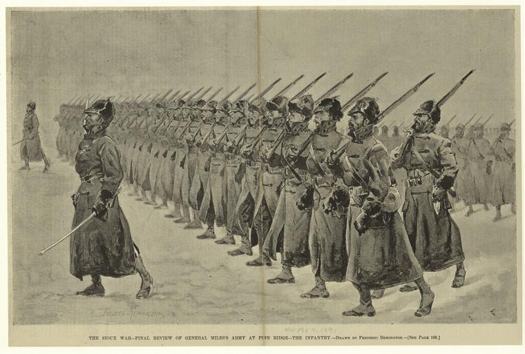 The Sioux war -- final review of General Miles's army at Pine Ridge -- the infantry.