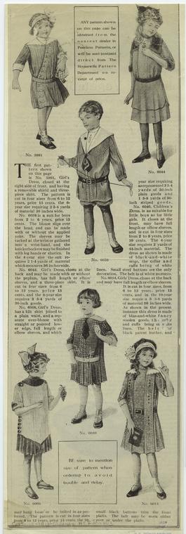 [Boys' and girls' clothing, 1910s.]