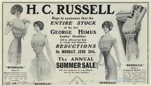[Advertisement for Russellia corsets.]