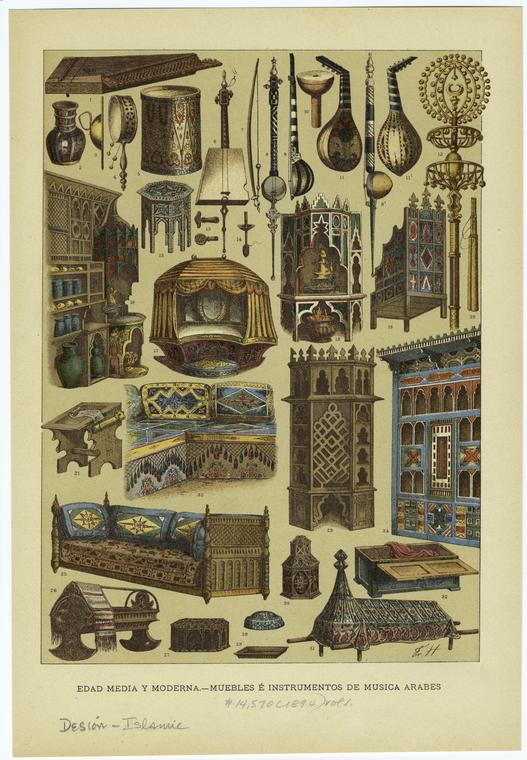 ruido bicapa Caso Wardian Edad media y moderna -- muebles é instrumentos de musica arabes - NYPL  Digital Collections