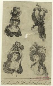 Fashionable head dresses of 1789.