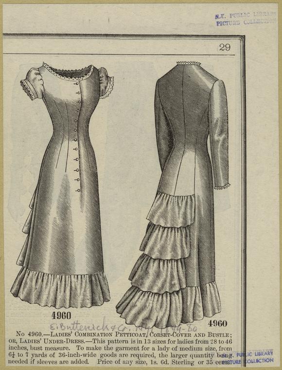 Ladies' combination petticoat, corset-cover and bustle; or, ladies' under- dress - NYPL Digital Collections