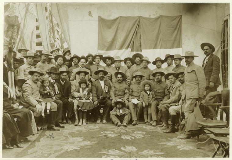 [Group portrait with Maclovio Herrera, cavalry leader.]