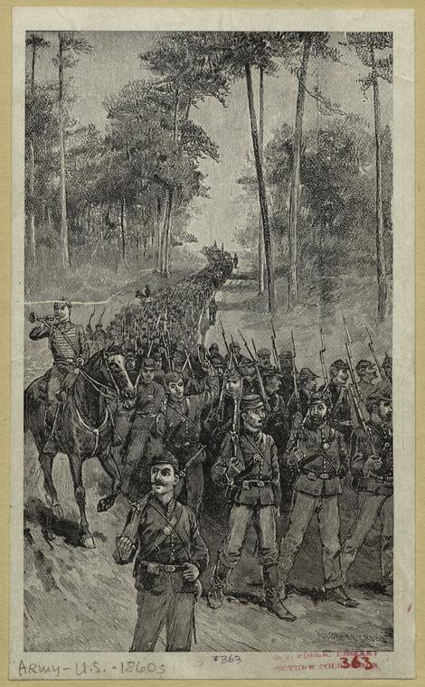 [American soldiers marching, Civil War, 1861-1865.]