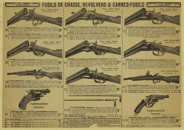 Fusils de chasse, revolvers & cannes-fusils. - NYPL Digital Collections