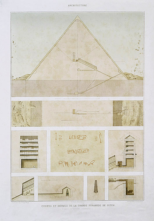 Architecture : coupes et détails de la grande pyramide de Gizeh (Chéops ou  Choufon, IVe. dynastie) - NYPL Digital Collections