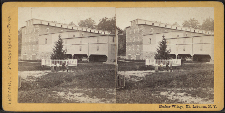 Stereoview of the Great Stone Barn at Mount Lebanon Shaker Village