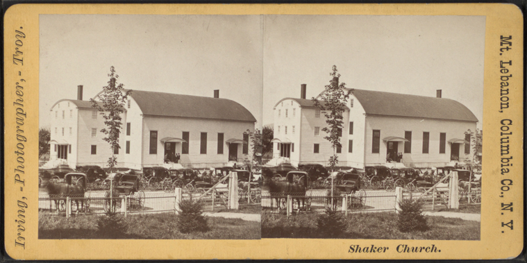 Stereoview of the Meeting House at Mount Lebanon Shaker Village