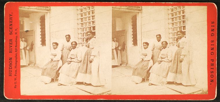  Hudson River Scenery,Female Convicts, Sing Sing Prison.,Female Convicts, seated outside of Sing Sing Prison., Digital ID 06SCV, New York Public Library