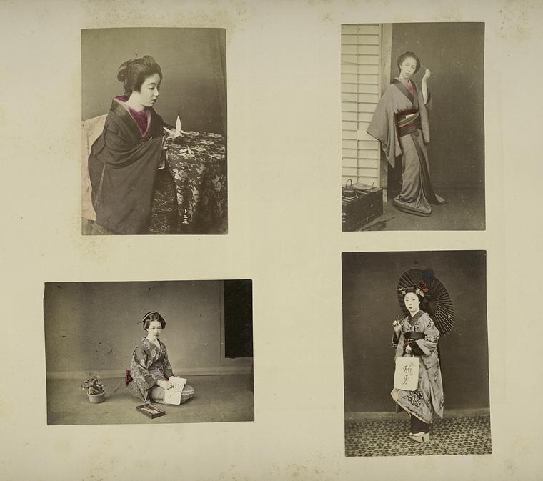  Playing Origami (Paper Folding), Combing Her Hair, Writing, and Having an Umbrella, Digital ID 114296, New York Public Library