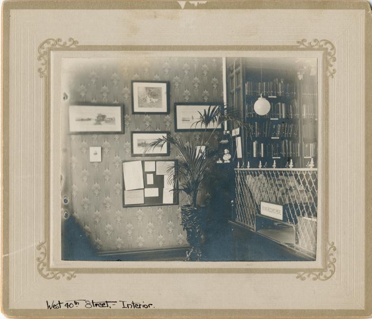 [West 40th Street - St. Raphael, "Books returned here".], Digital ID 1253131, New York Public Library