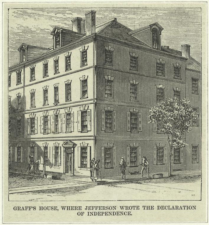 Graff's house, where Jefferson wrote the Declaration of Independence., Digital ID 1253625, New York Public Library