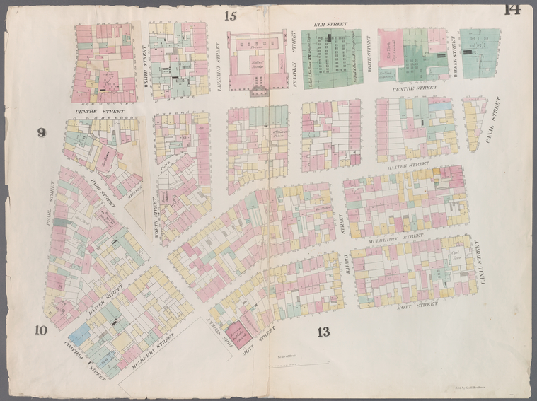  Map bounded by Canal Street, Mott Street, Cross Street, Mulberry Street, Chatham Street, Pearl Street, Elm Street], Digital ID 1268302, New York Public Library