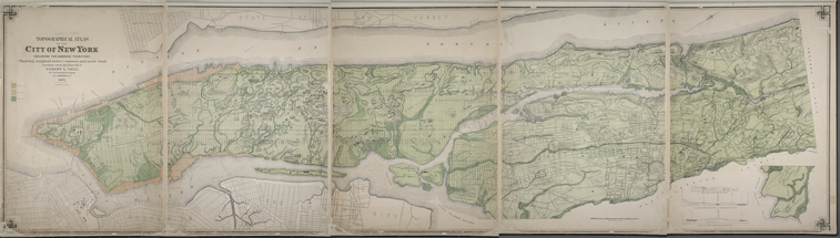 Topographical atlas of the city of New York, including the annexed territory showing original water courses and made land., Digital ID 1527362, New York Public Library